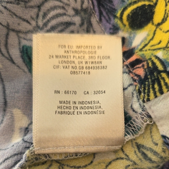Maeve Anthropologie Whimsical Floral Henley Boho Raw Hem Oversized Top Large - Picture 12 of 13